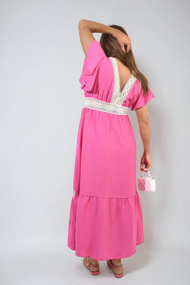 ALEJANDRA V-neck Lace Trim Maxi Dress