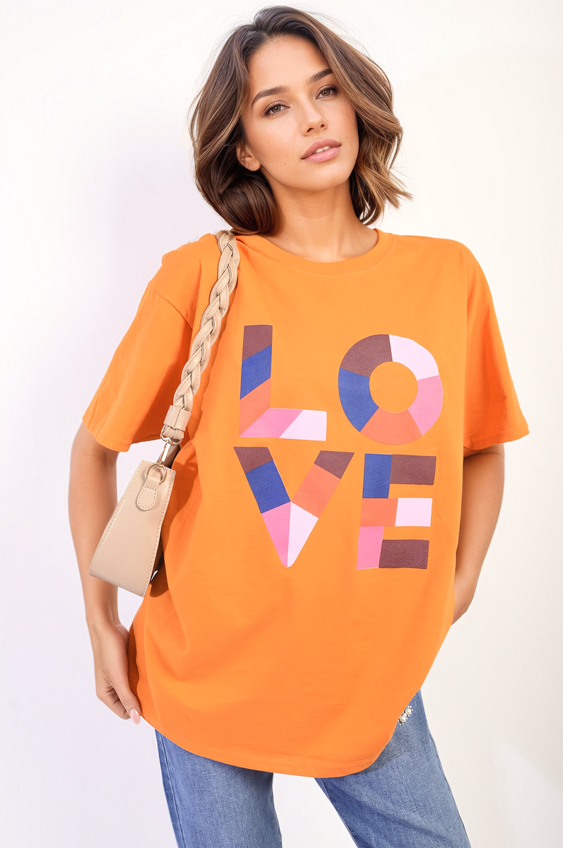 AMANDA Oversized Love Slogan Print Top