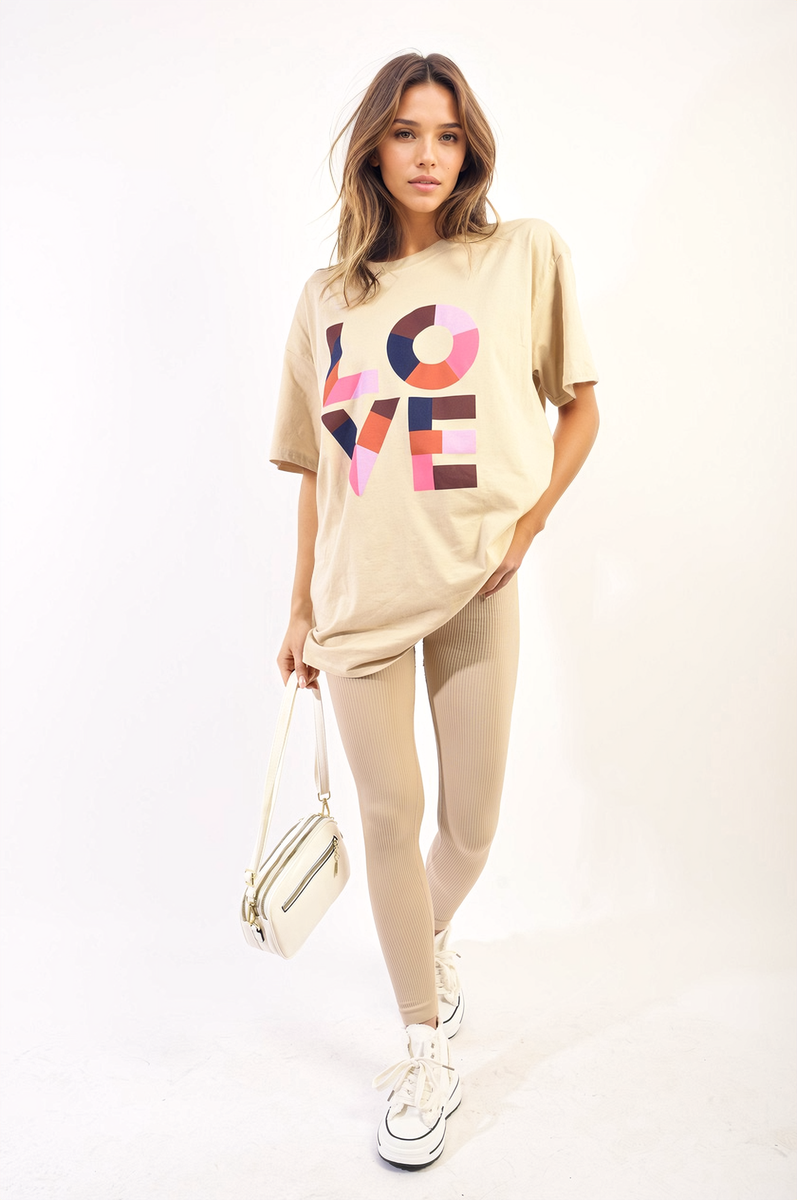 AMANDA Oversized Love Slogan Print Top