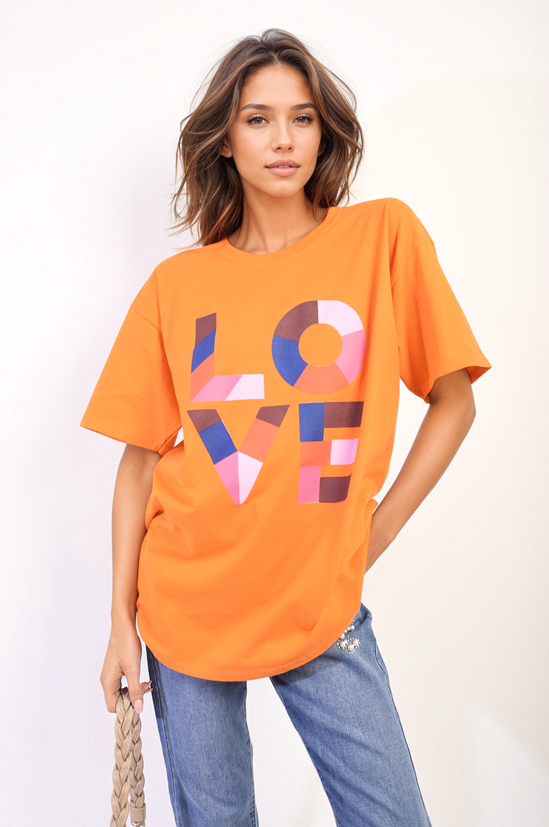 AMANDA Oversized Love Slogan Print Top