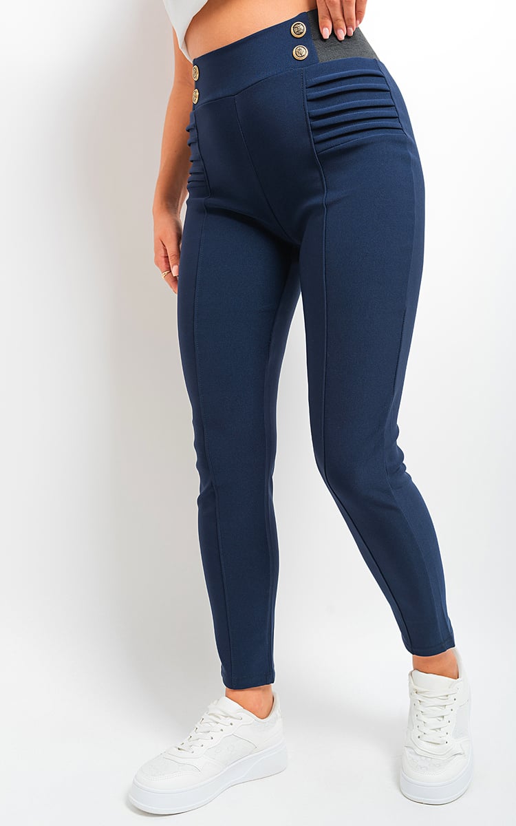 ARIAH Elastic Waist Button Detail Leggings