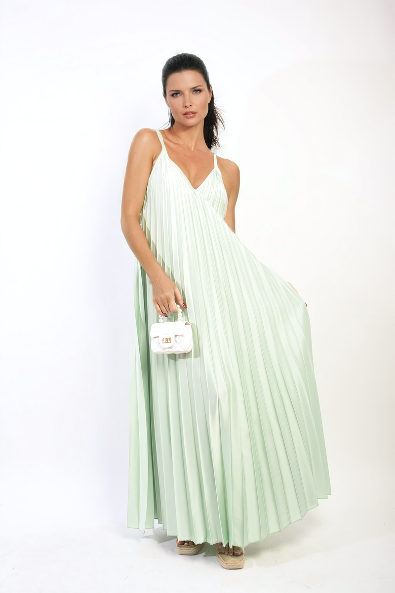 ARIANA Pleated Strappy Maxi Dress