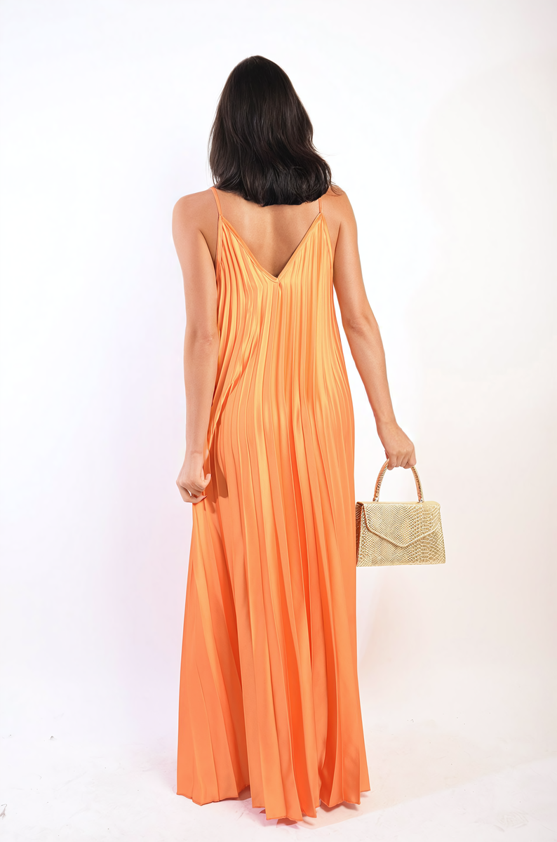 ARIANA Pleated Strappy Maxi Dress