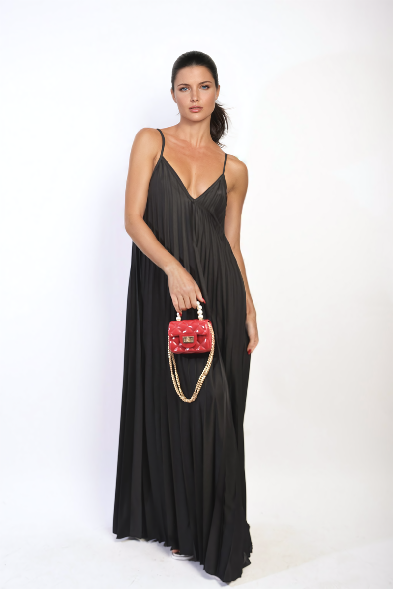 ARIANA Pleated Strappy Maxi Dress