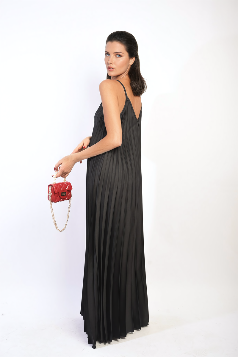 ARIANA Pleated Strappy Maxi Dress