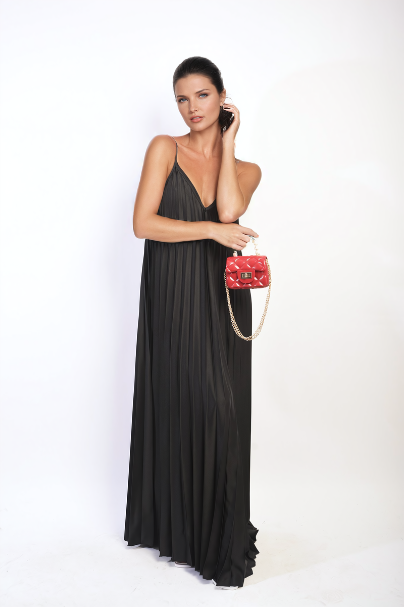 ARIANA Pleated Strappy Maxi Dress