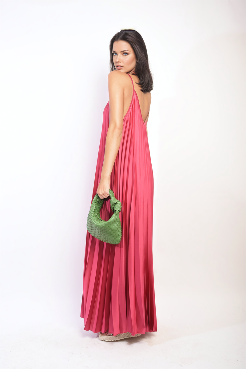 ARIANA Pleated Strappy Maxi Dress