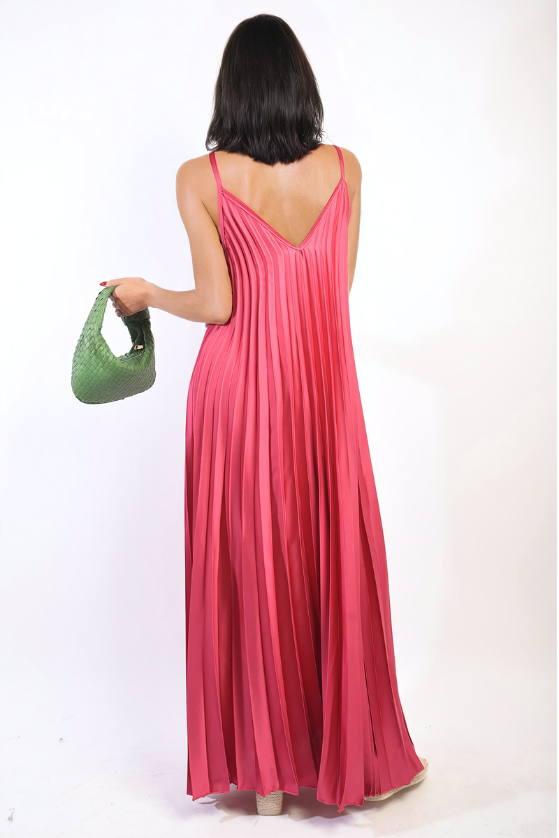 ARIANA Pleated Strappy Maxi Dress