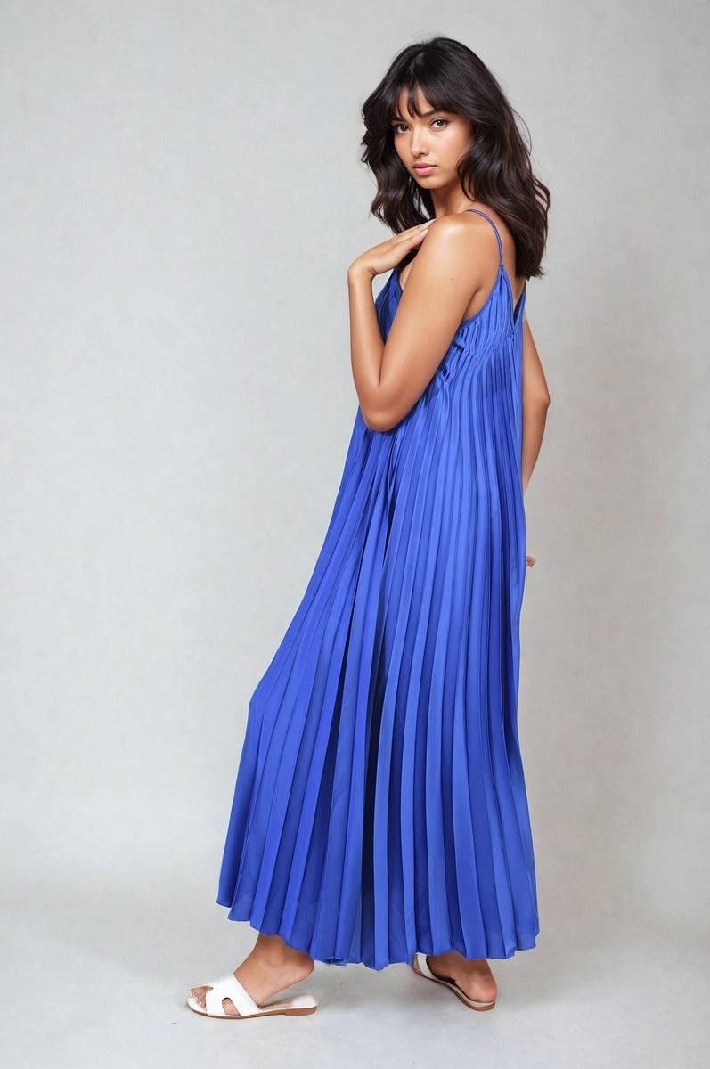 ARIANA Pleated Strappy Maxi Dress