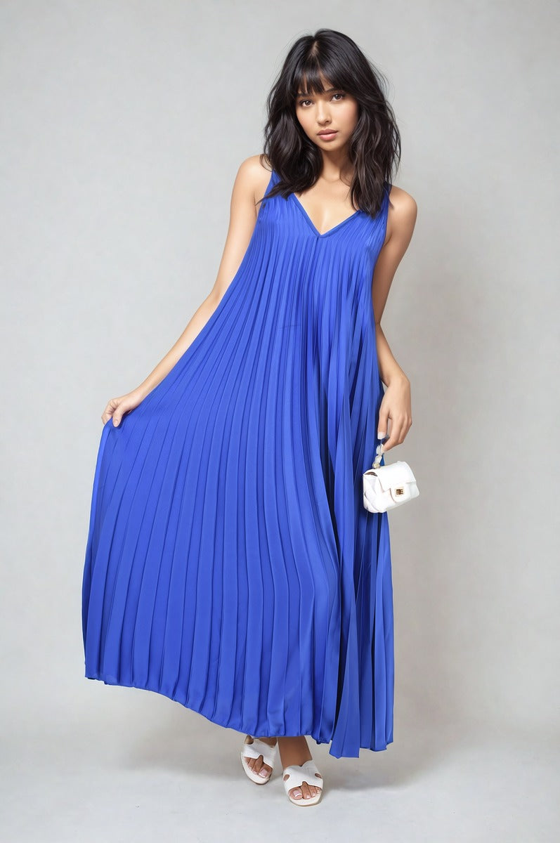 ARIANA Pleated Strappy Maxi Dress