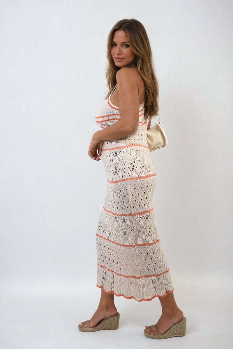 ARIANA Strappy Long Knitted Stripe Cami Dress