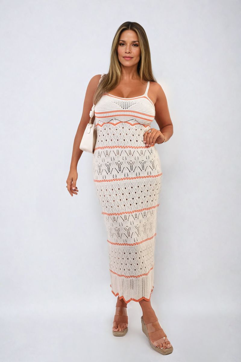 ARIANA Strappy Long Knitted Stripe Cami Dress