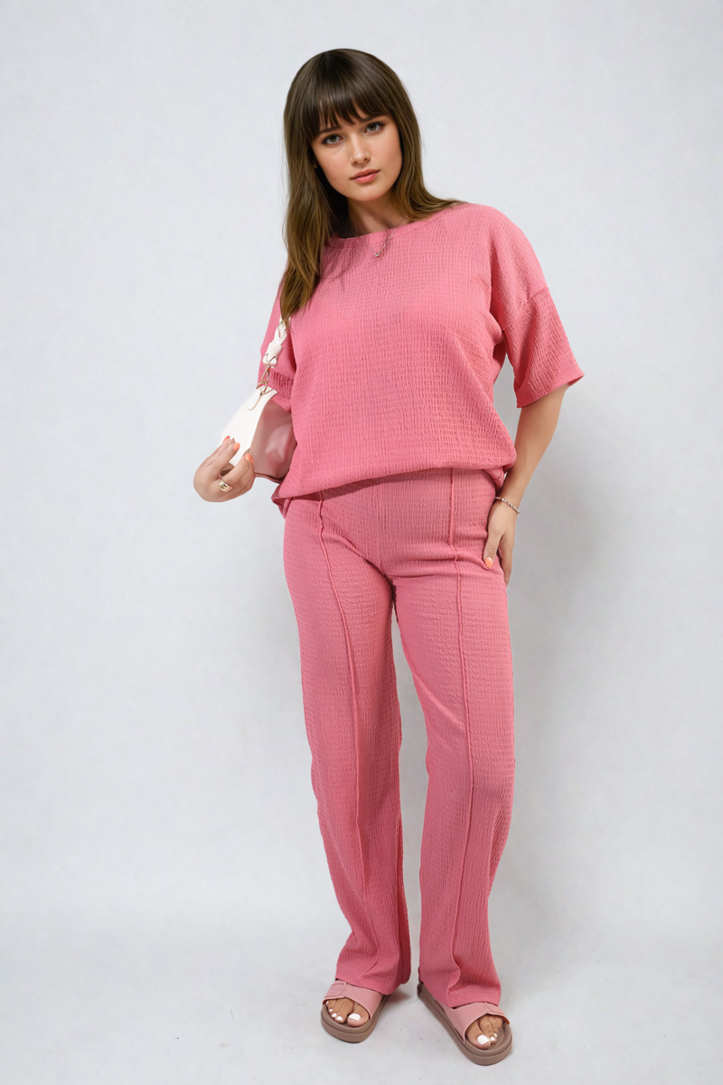 ASHLYN Cheesecloth Pattern Top and Trouser Co-ord Set