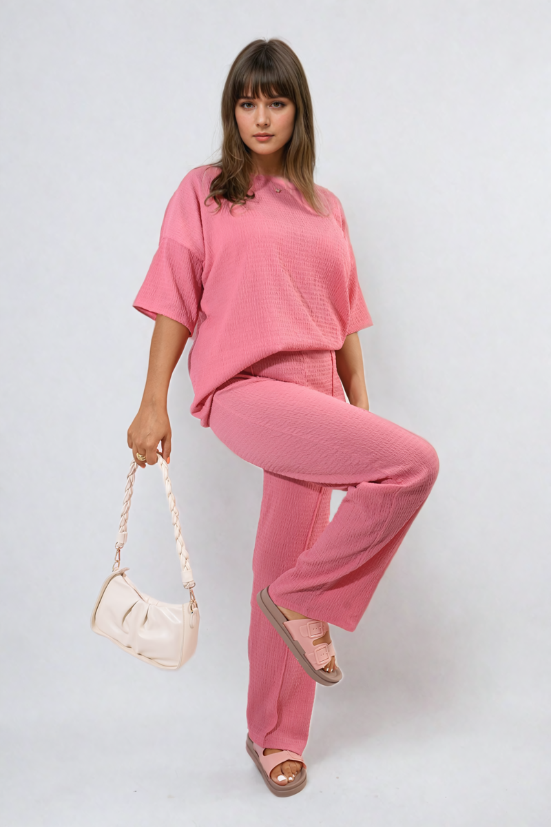 ASHLYN Cheesecloth Pattern Top and Trouser Co-ord Set