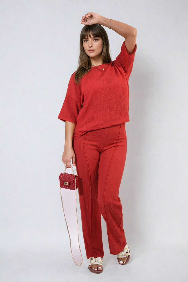 ASHLYN Cheesecloth Pattern Top and Trouser Co-ord Set