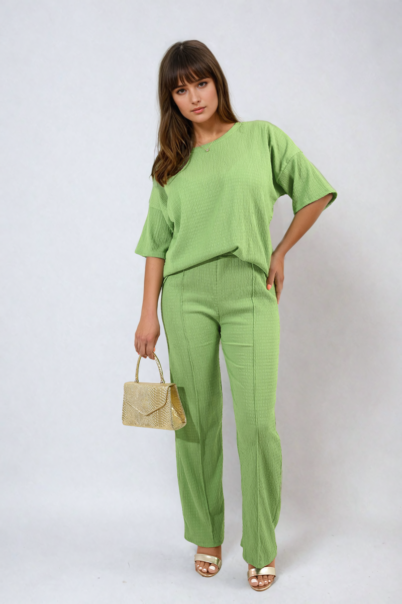 ASHLYN Cheesecloth Pattern Top and Trouser Co-ord Set