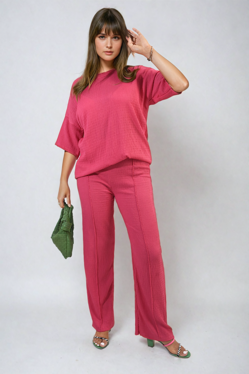 ASHLYN Cheesecloth Pattern Top and Trouser Co-ord Set