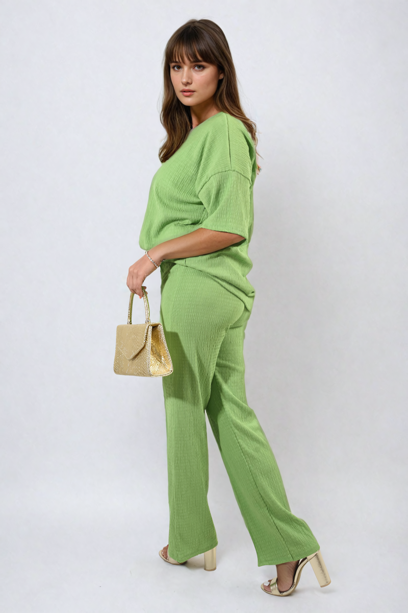 ASHLYN Cheesecloth Pattern Top and Trouser Co-ord Set