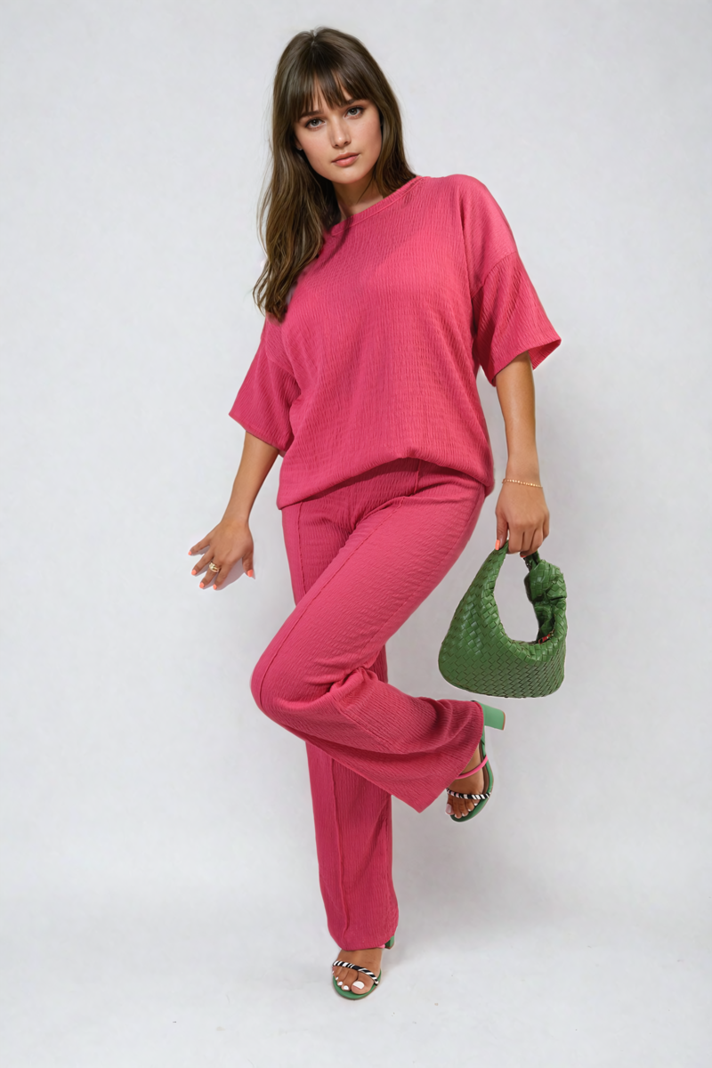 ASHLYN Cheesecloth Pattern Top and Trouser Co-ord Set