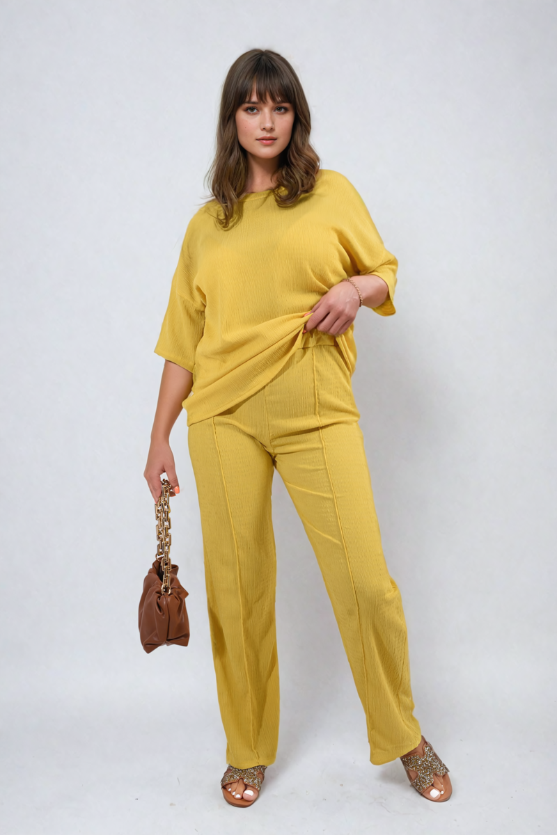 ASHLYN Cheesecloth Pattern Top and Trouser Co-ord Set