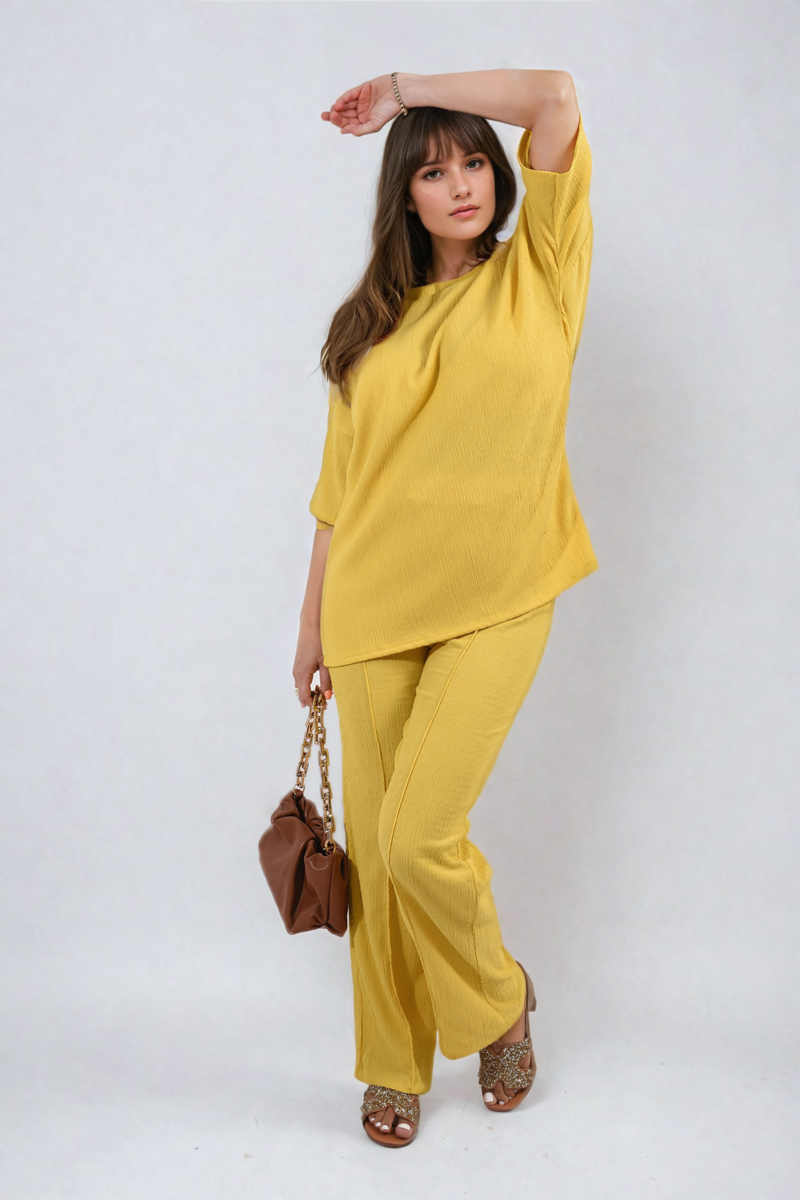 ASHLYN Cheesecloth Pattern Top and Trouser Co-ord Set