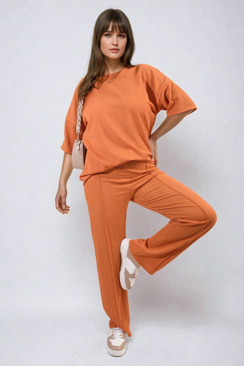 ASHLYN Cheesecloth Pattern Top and Trouser Co-ord Set