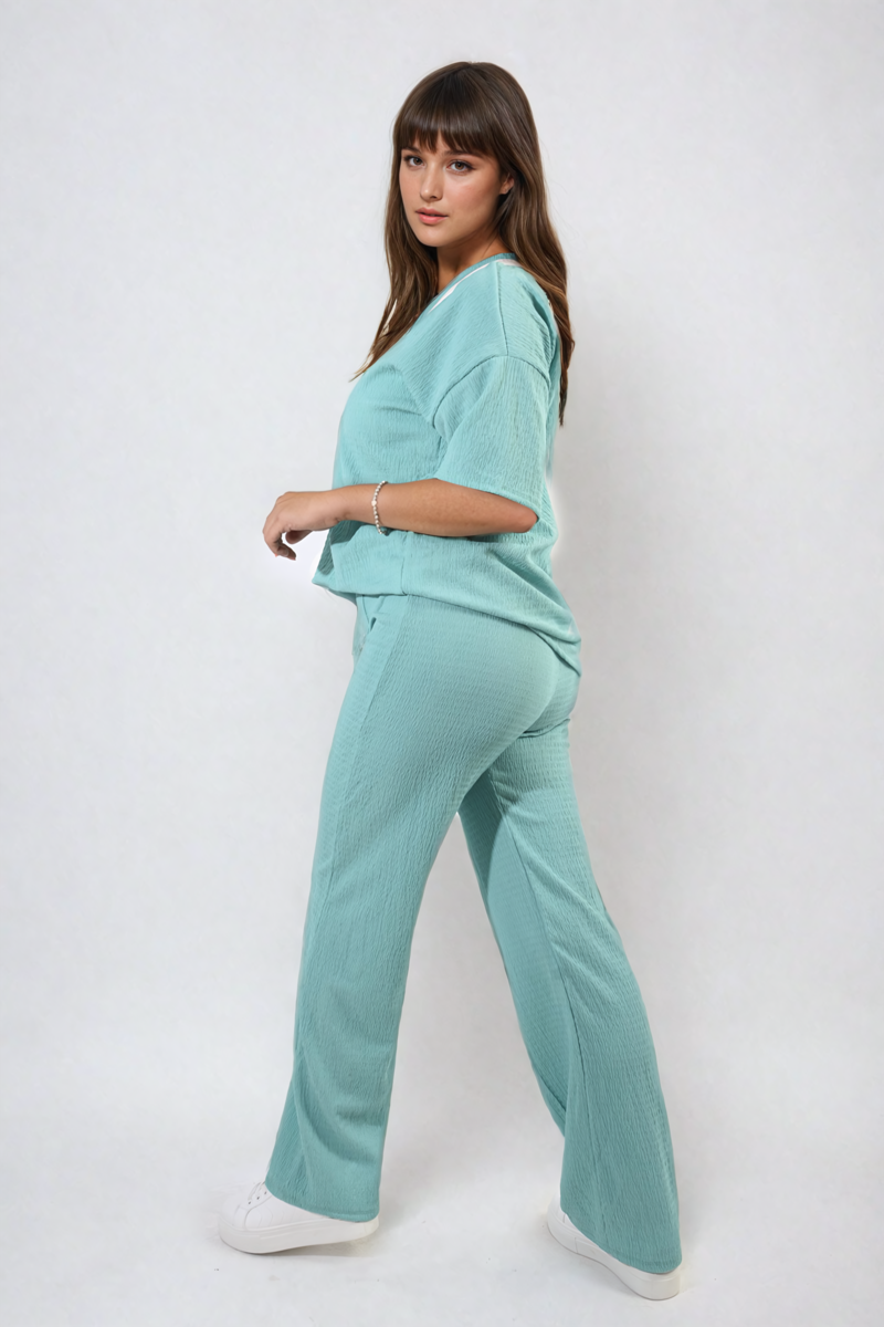 ASHLYN Cheesecloth Pattern Top and Trouser Co-ord Set