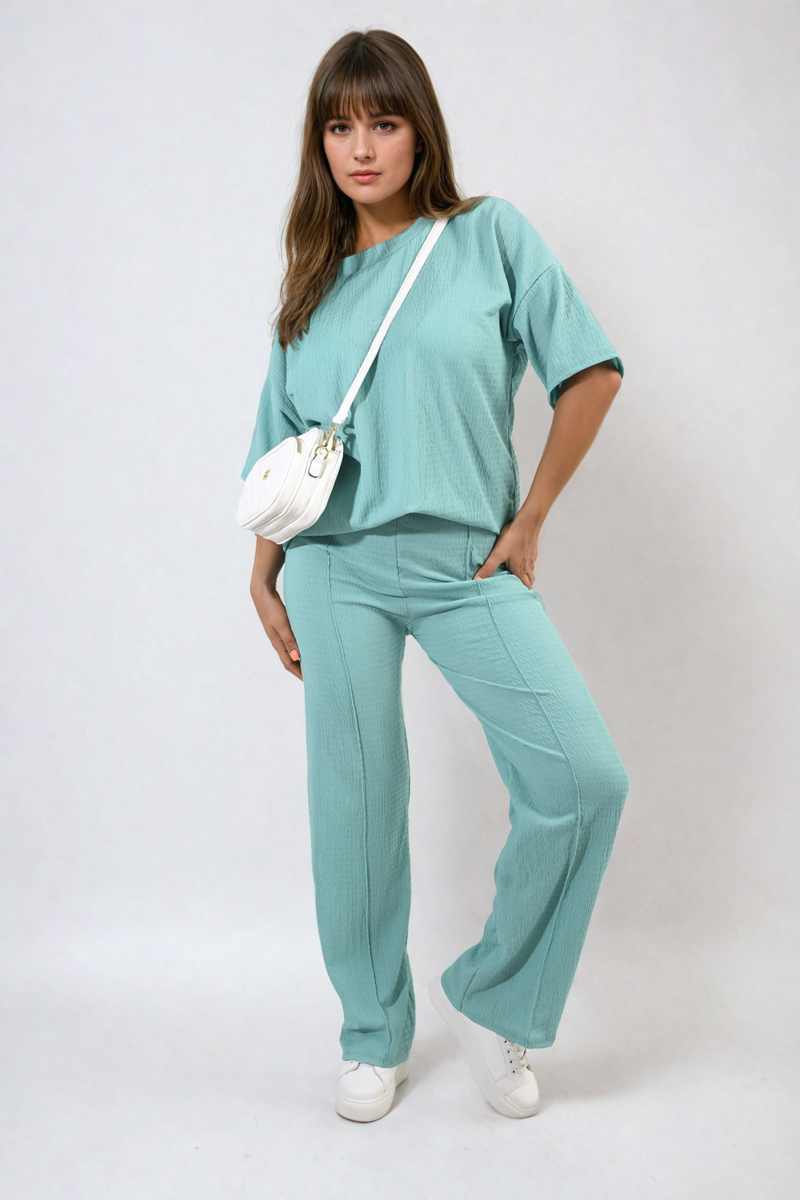 ASHLYN Cheesecloth Pattern Top and Trouser Co-ord Set