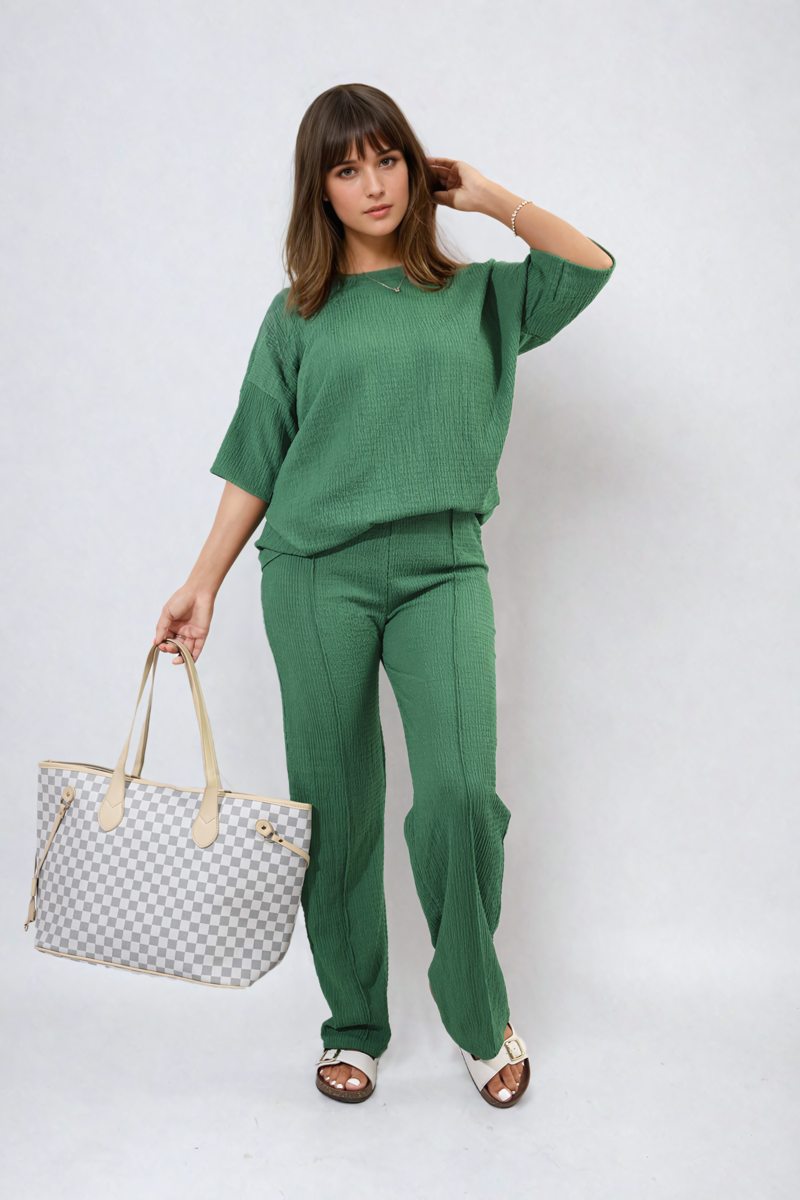 ASHLYN Cheesecloth Pattern Top and Trouser Co-ord Set