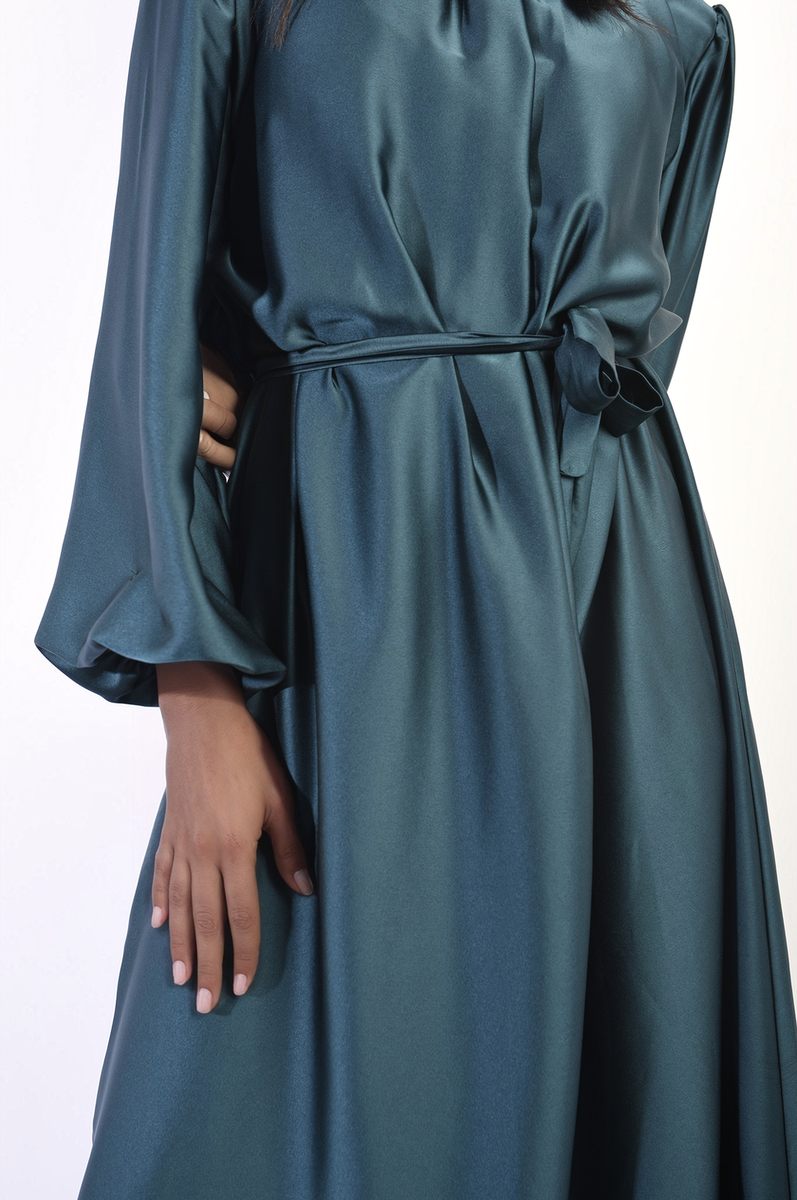 ASTRID Long Sleeve High Neck Belted Maxi Dress