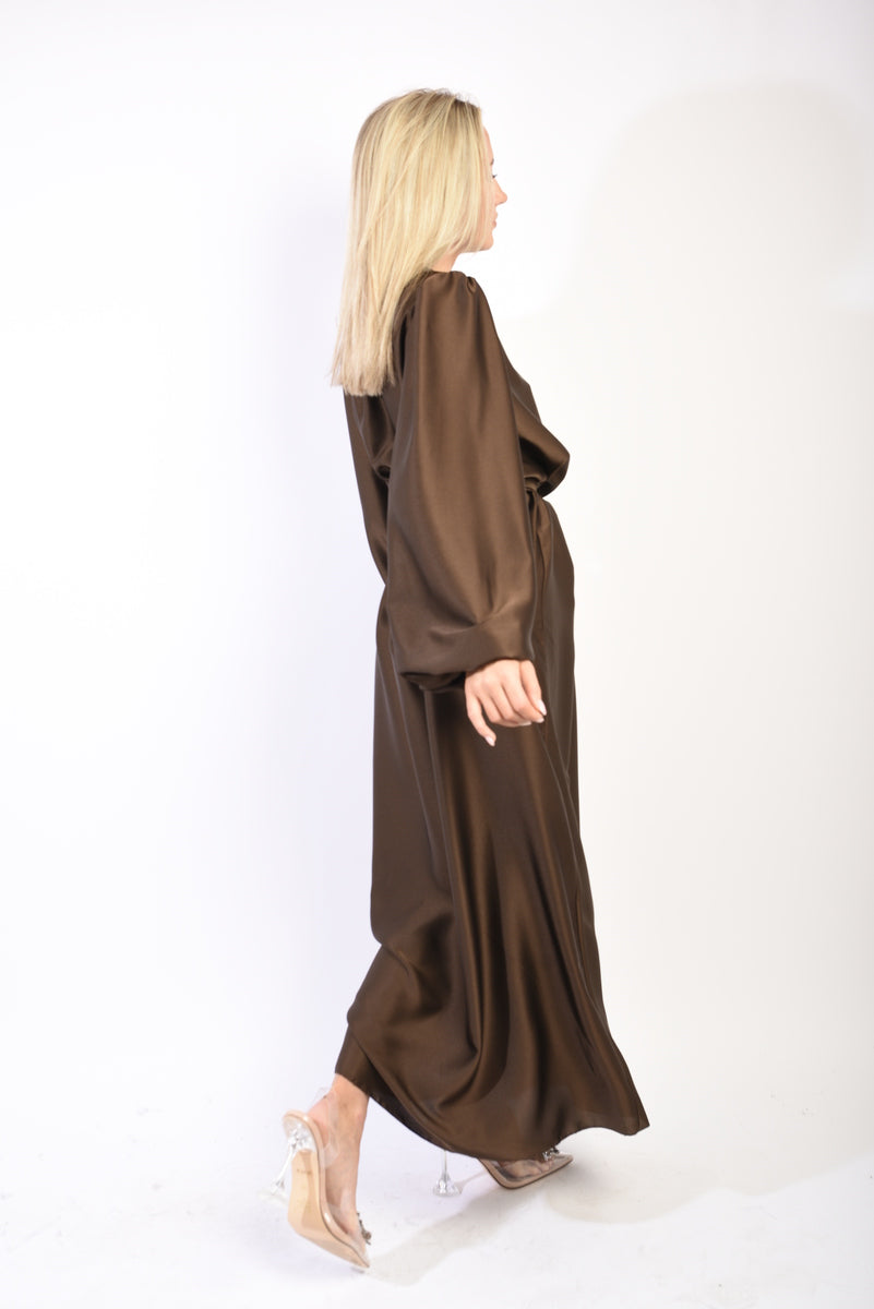 ASTRID Long Sleeve High Neck Belted Maxi Dress