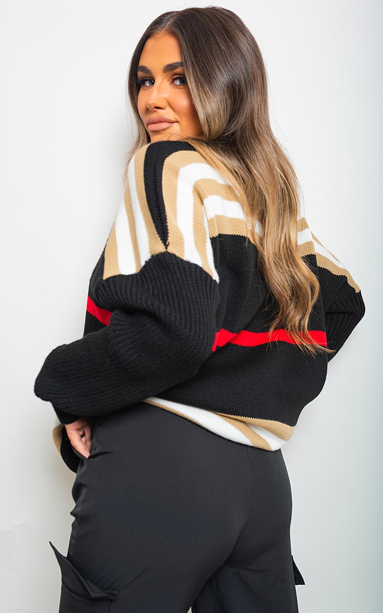 AVA Oversized Striped Long Sleeve Knitted Jumper