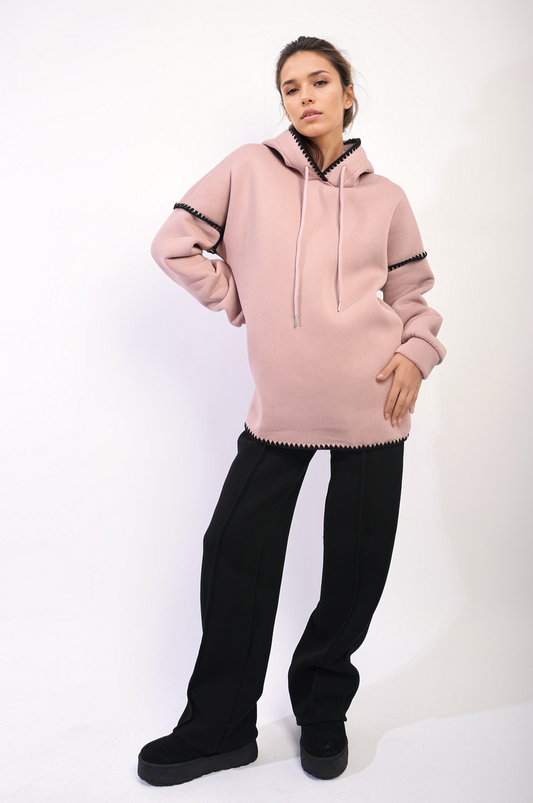 BELLA Blanket Stich Knitted Hoodie