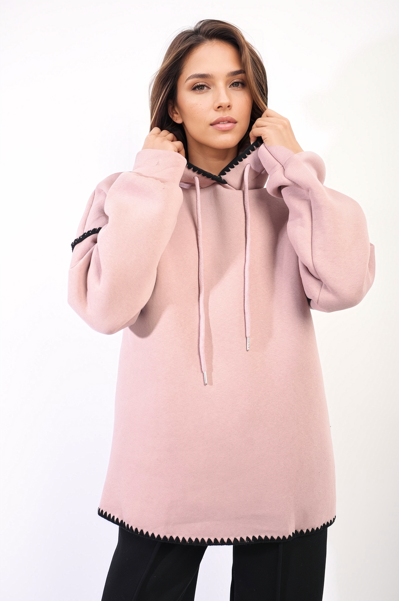 BELLA Blanket Stich Knitted Hoodie