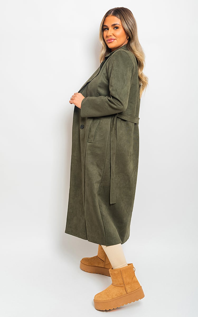 BELLA Open Front Lapel Neck Longline Trench Coat