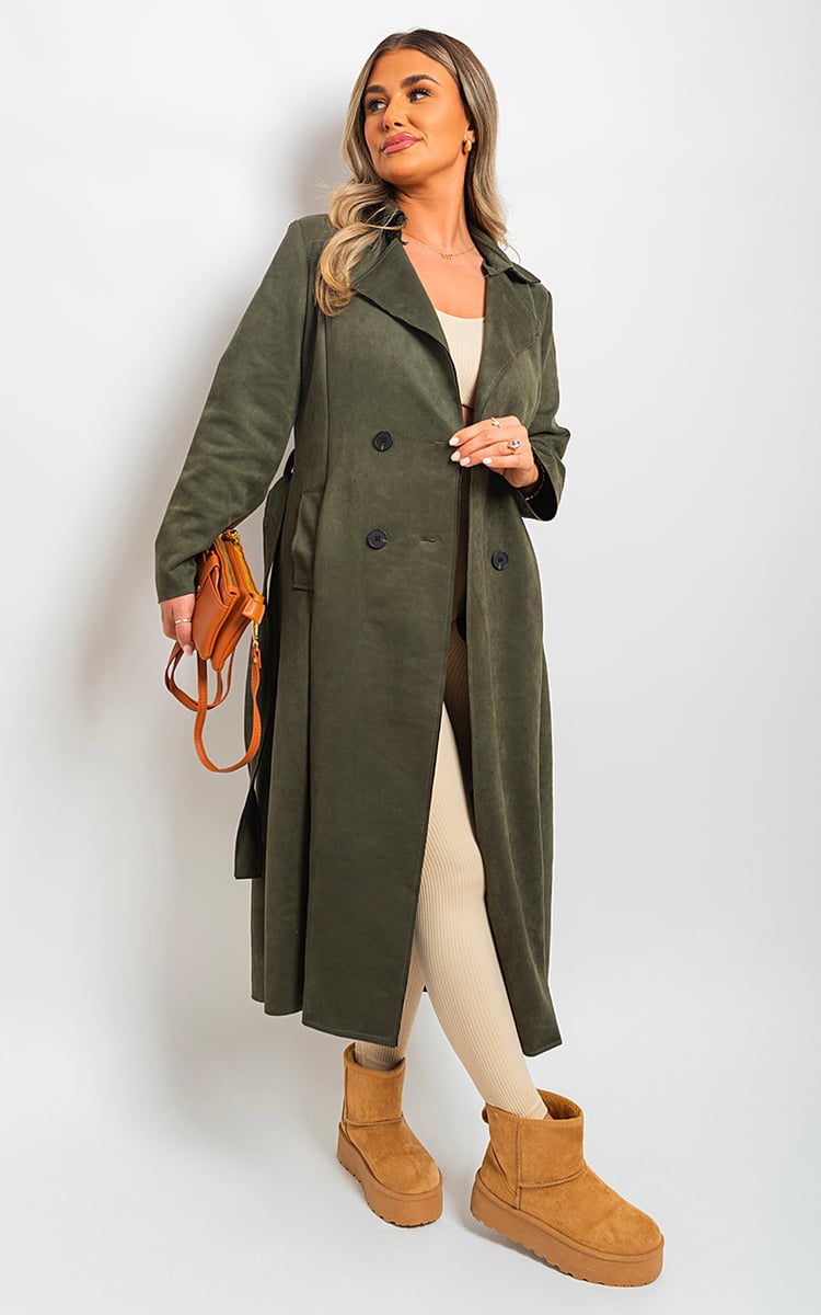 BELLA Open Front Lapel Neck Longline Trench Coat