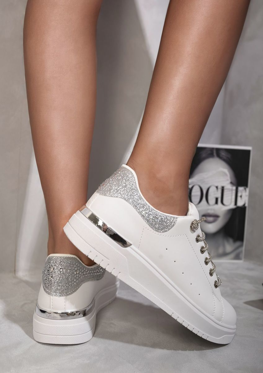 CALLIE Embellished Lace Platform Trainers