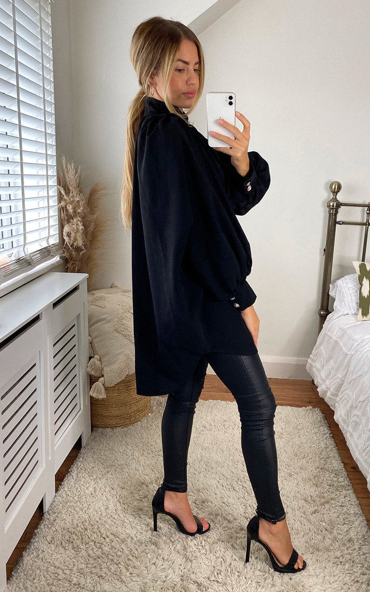 CALINA Oversized High Neck Shirt