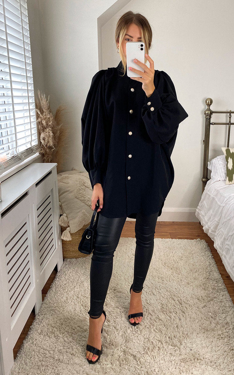 CALINA Oversized High Neck Shirt