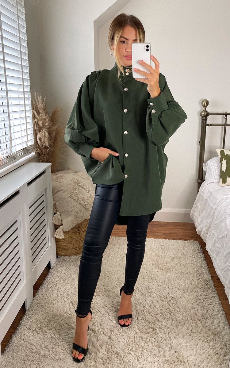 CALINA Oversized High Neck Shirt