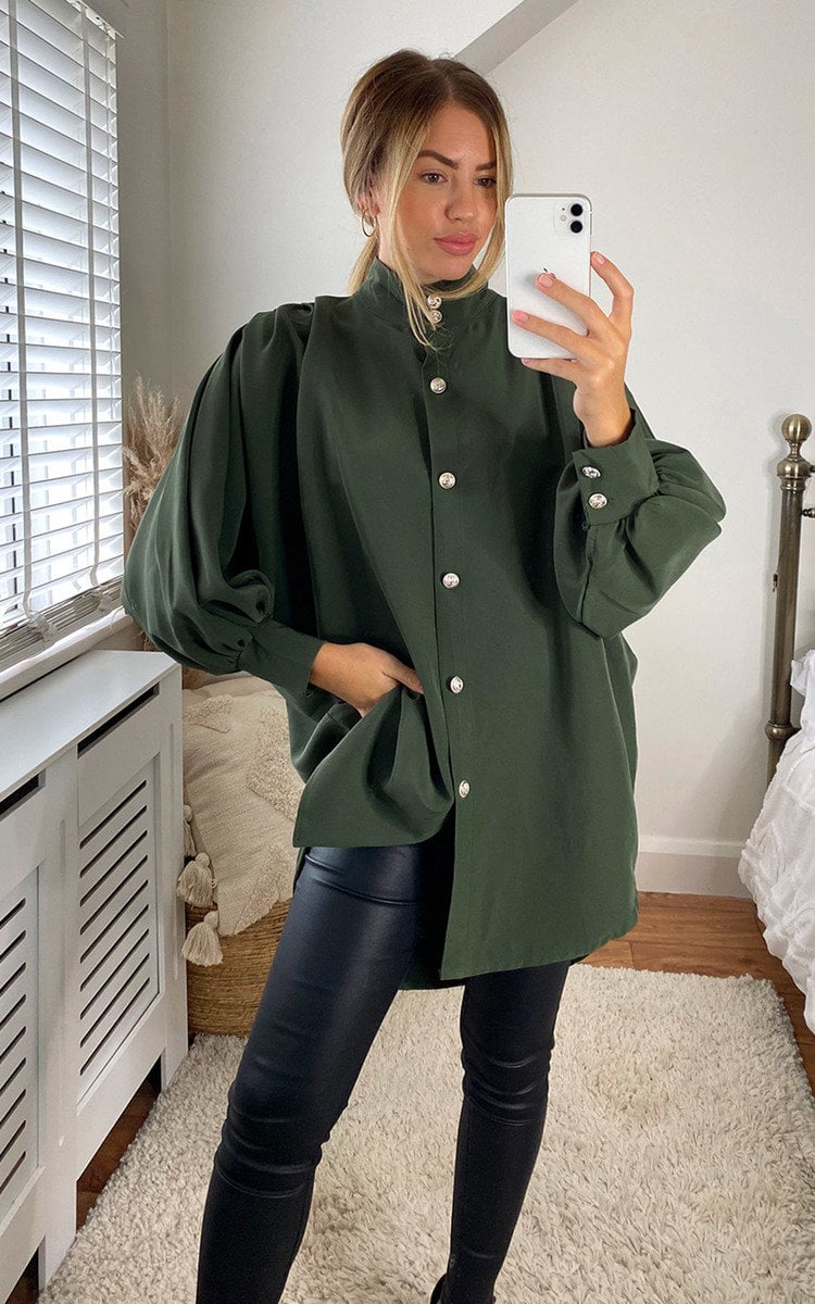 CALINA Oversized High Neck Shirt