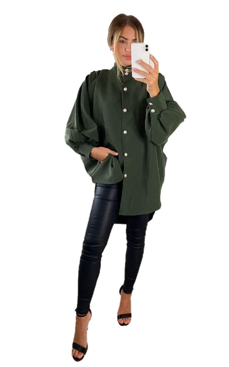 CALINA Oversized High Neck Shirt