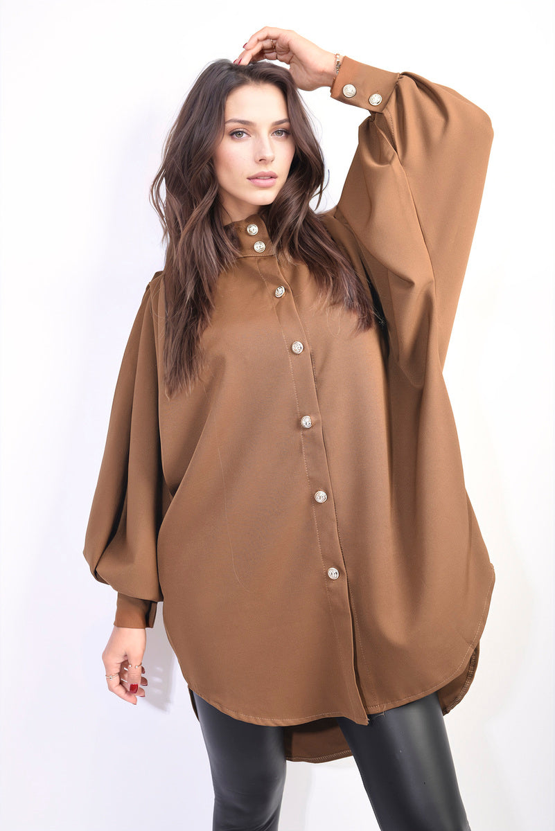 CALINA Oversized High Neck Shirt