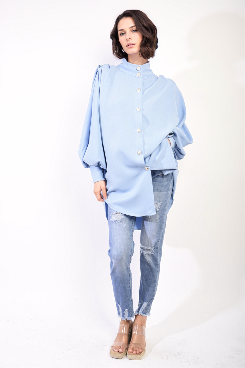 CALINA Oversized High Neck Shirt