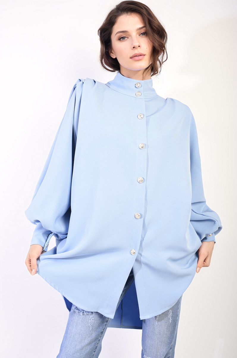 CALINA Oversized High Neck Shirt