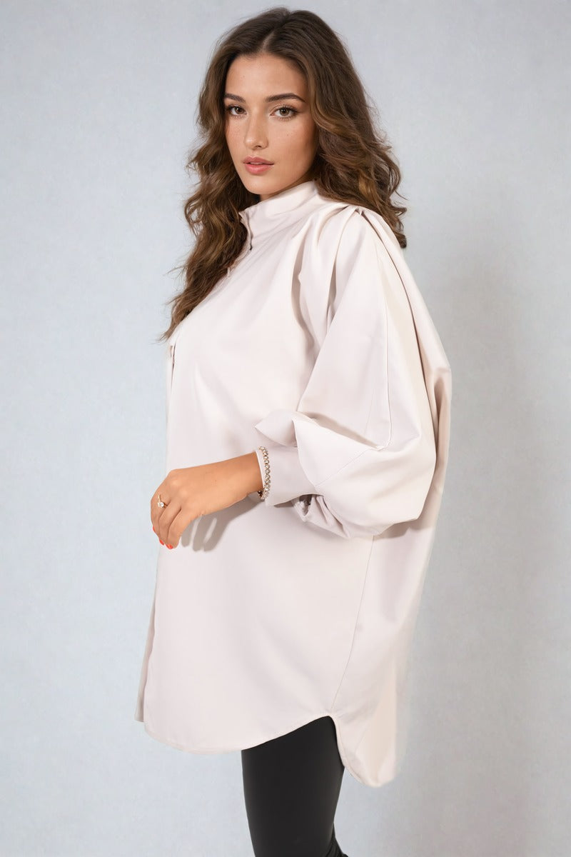 CALINA Oversized High Neck Shirt