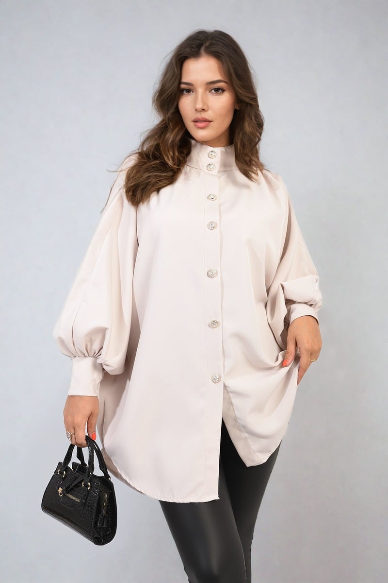 CALINA Oversized High Neck Shirt