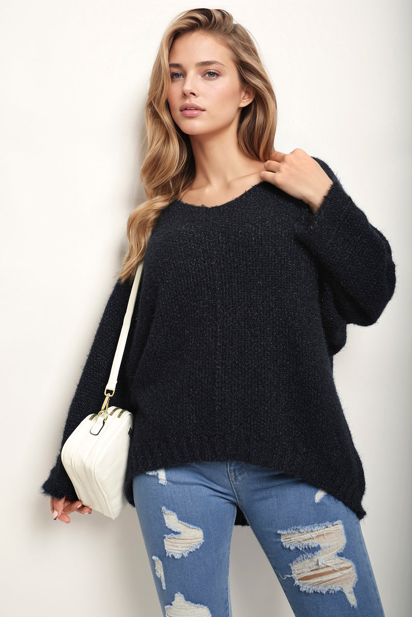 CLARISSA V-neck Chunky Knitted Jumper