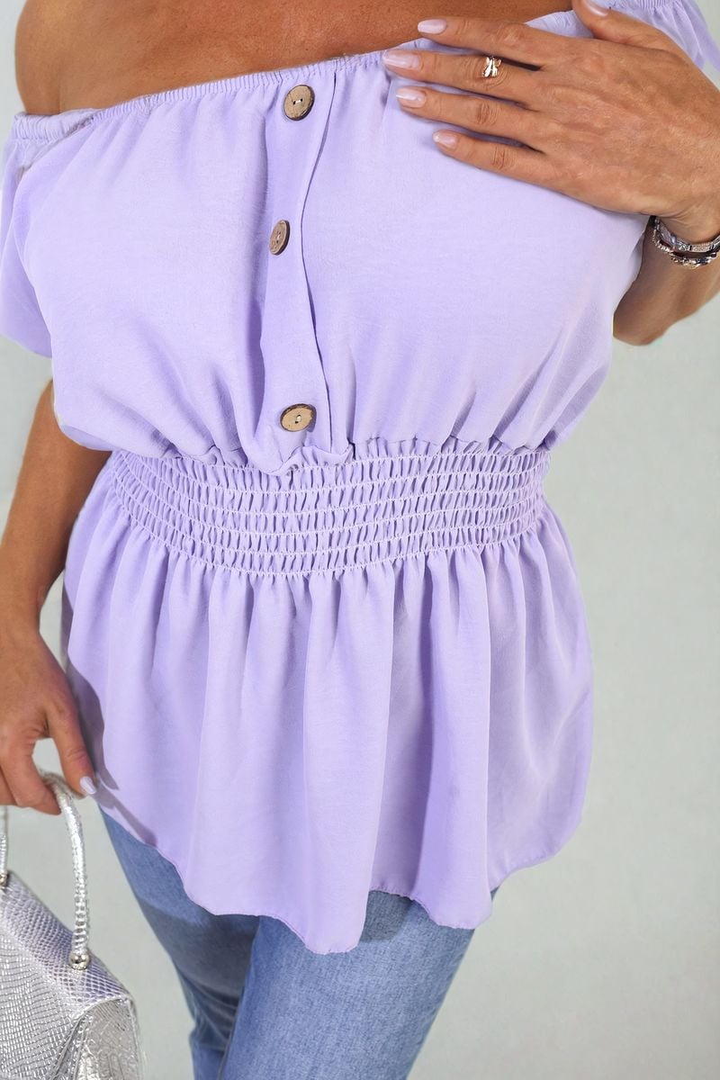 DANIELA Button Front Cinched Waist Top