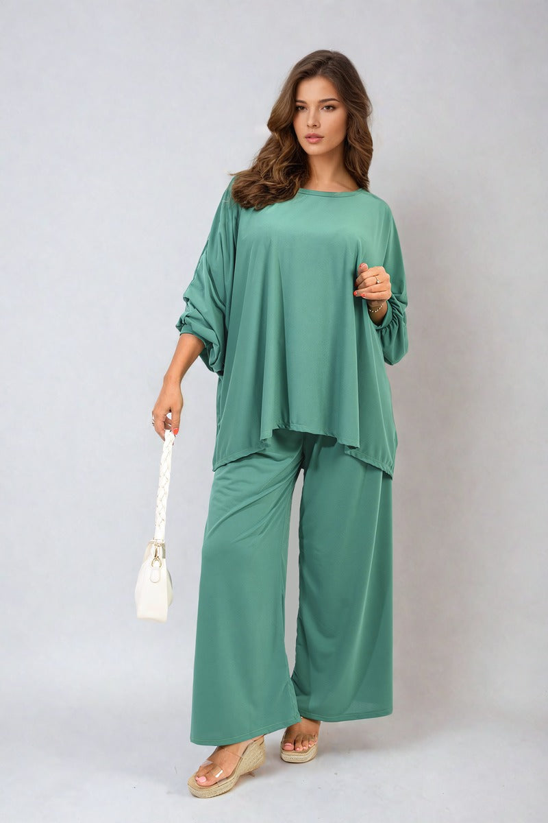 DANIELA Oversized Long Sleeve Top and Wide Leg Co-ord Set